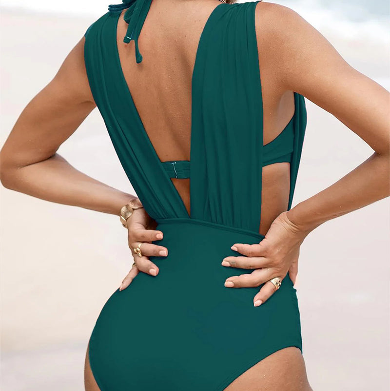Natalia Reed Deep V-Neck Sculpting One Piece Swimsuit