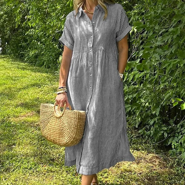 Chloe Striped Relaxed Button-Up Blouse
