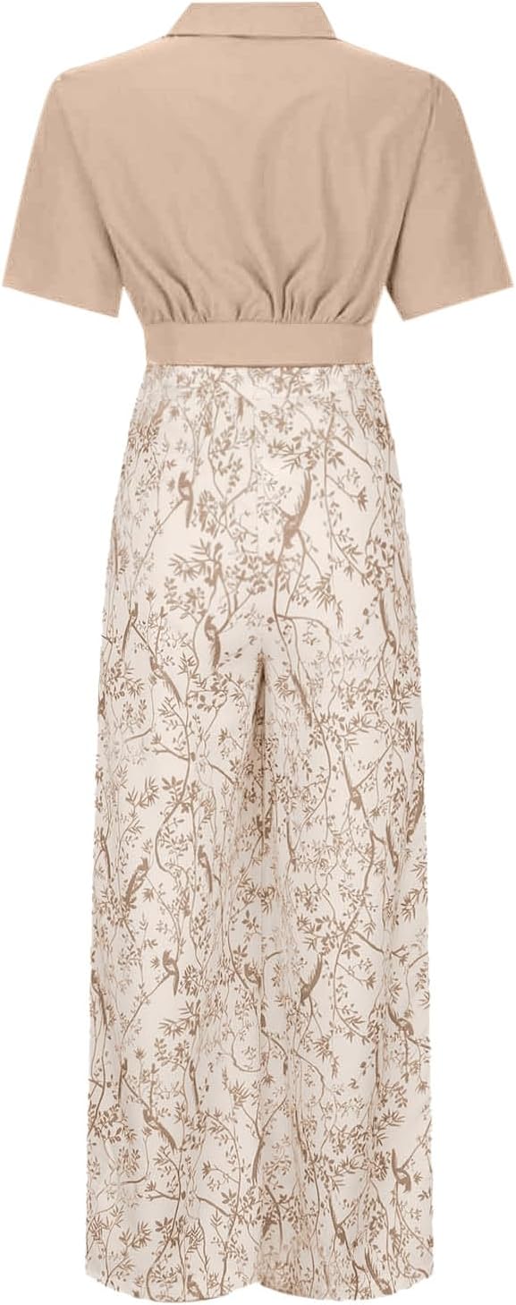 Alexis V-Neck Blouse Wide-Leg Two-Piece Set Linen Look