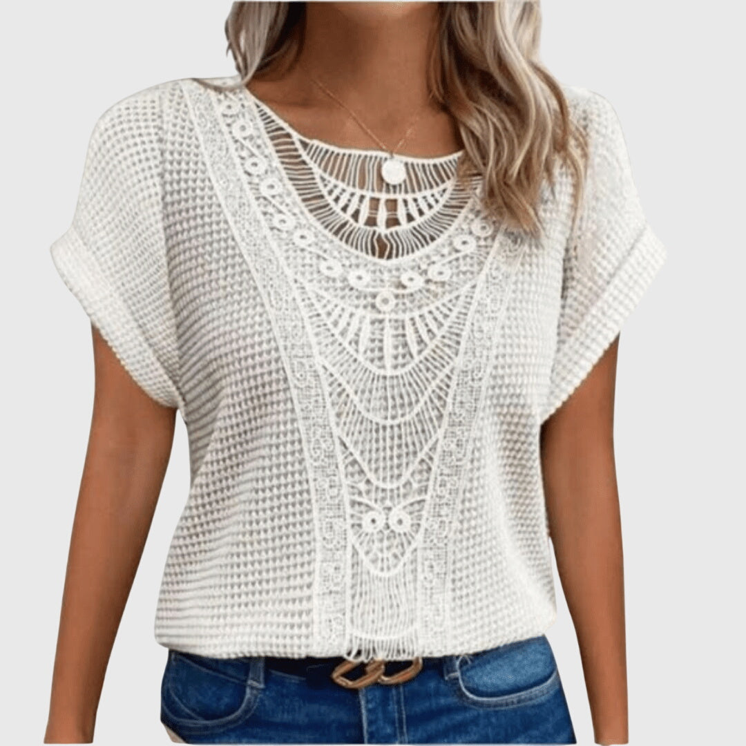 Francesca Reed Lace Trim Breathable Relaxed Blouse