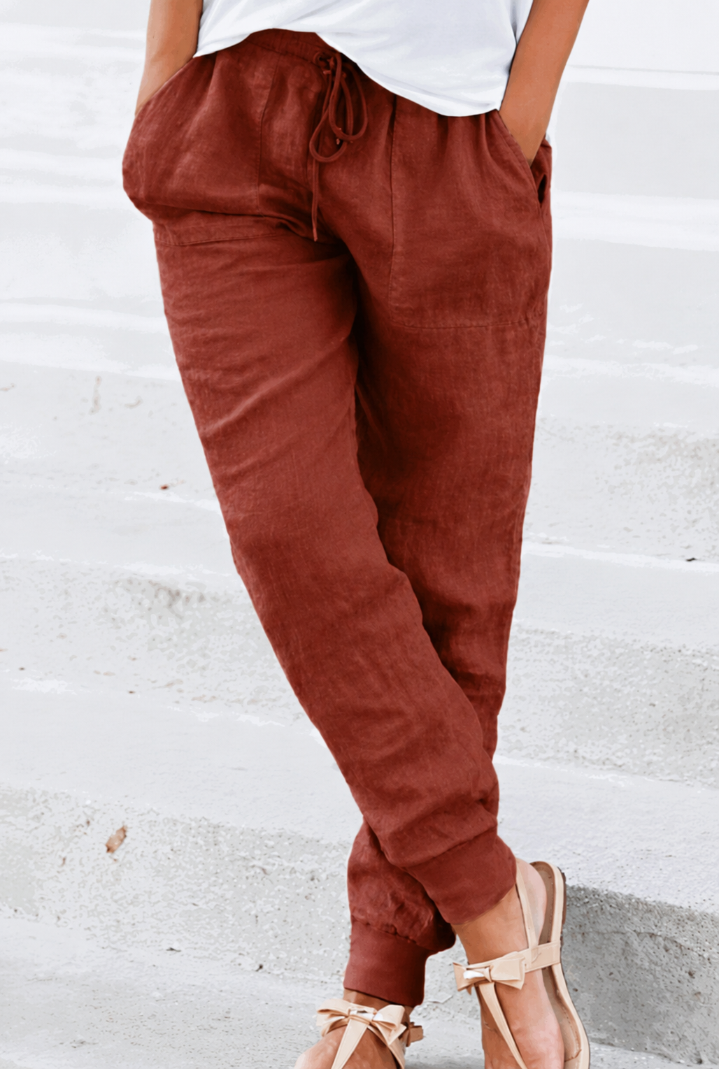 Megan Drawstring Elastic Ankle Casual Pants
