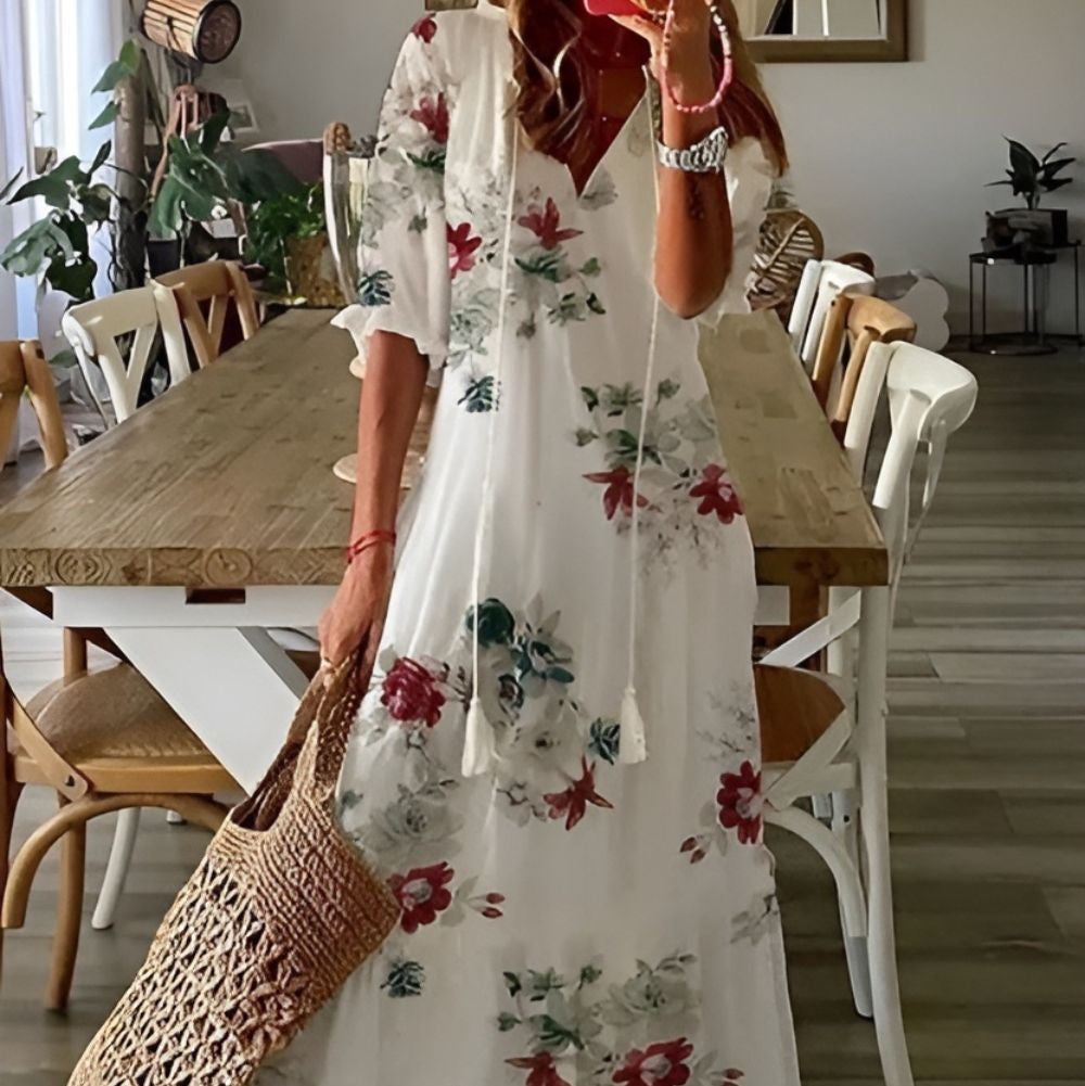 Serena Collins Boho Flowing Maxi Beach Cover-Up Dress