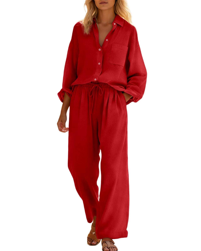 Aria Linen Two-Piece Wide-Leg Co-ord Summer Set