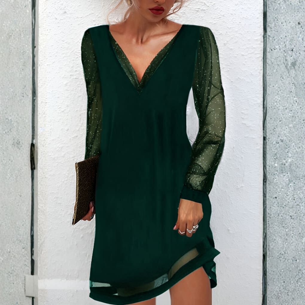 Scarlet Glitter Sleeve Party Mini Dress_3