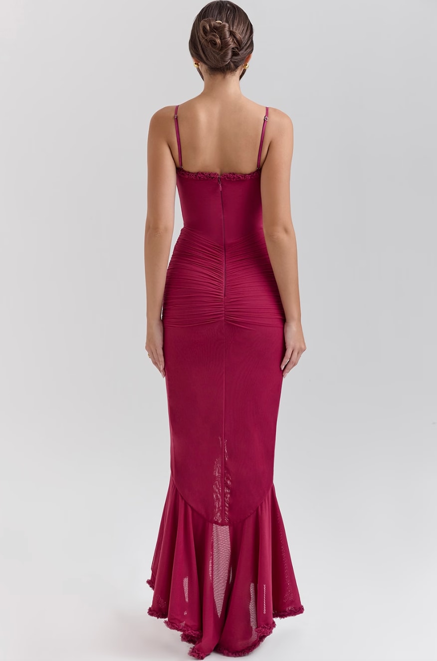 Caitlin Wedding Guest Ruched Ruffle Maxi Dress_14