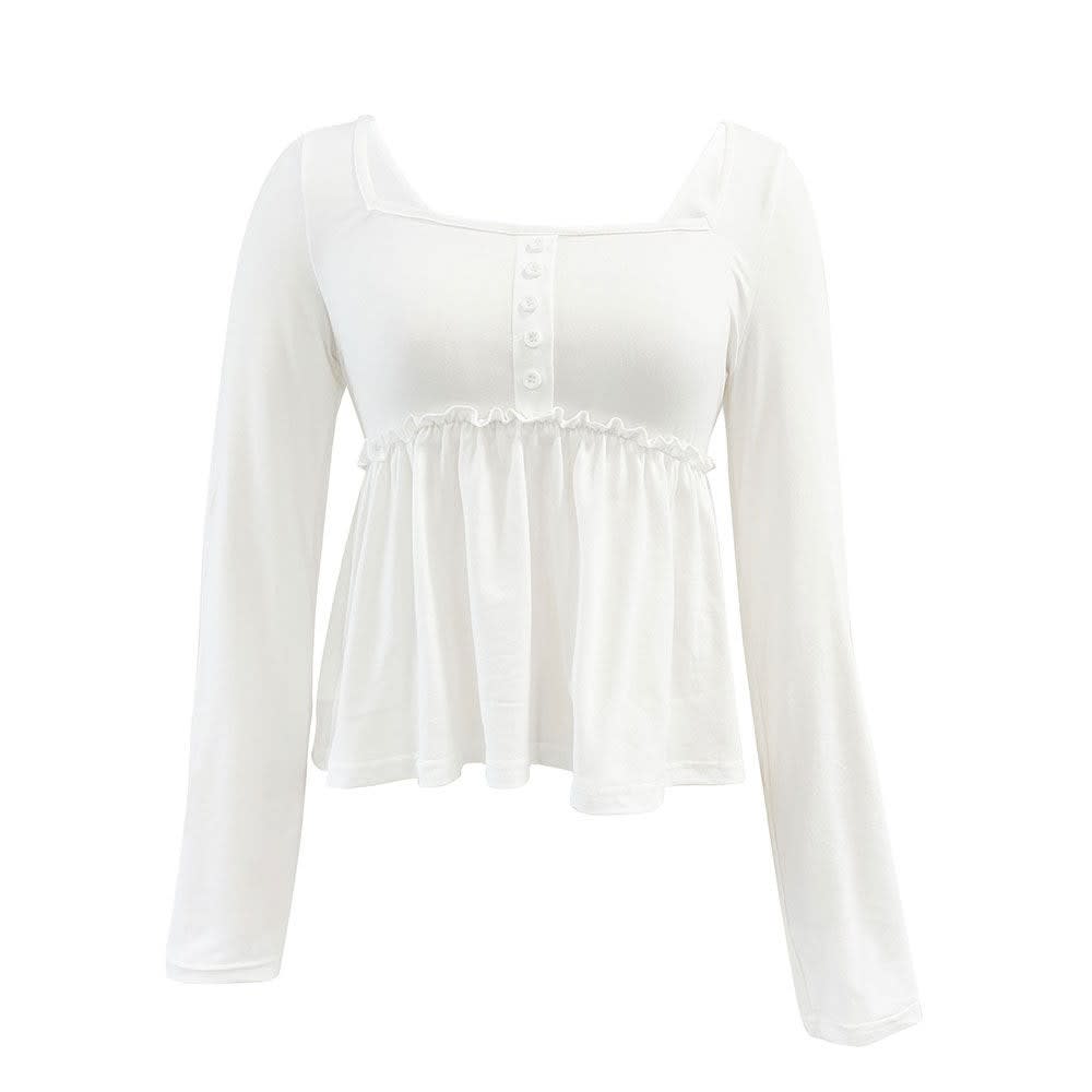 Sofie Square Neck Long Sleeve Peplum Top_5