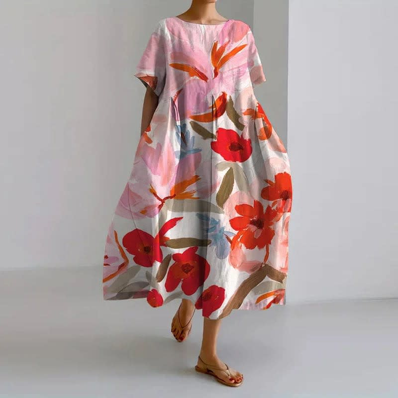 Charli Floral A-Line Short Sleeve Midi Dress_3