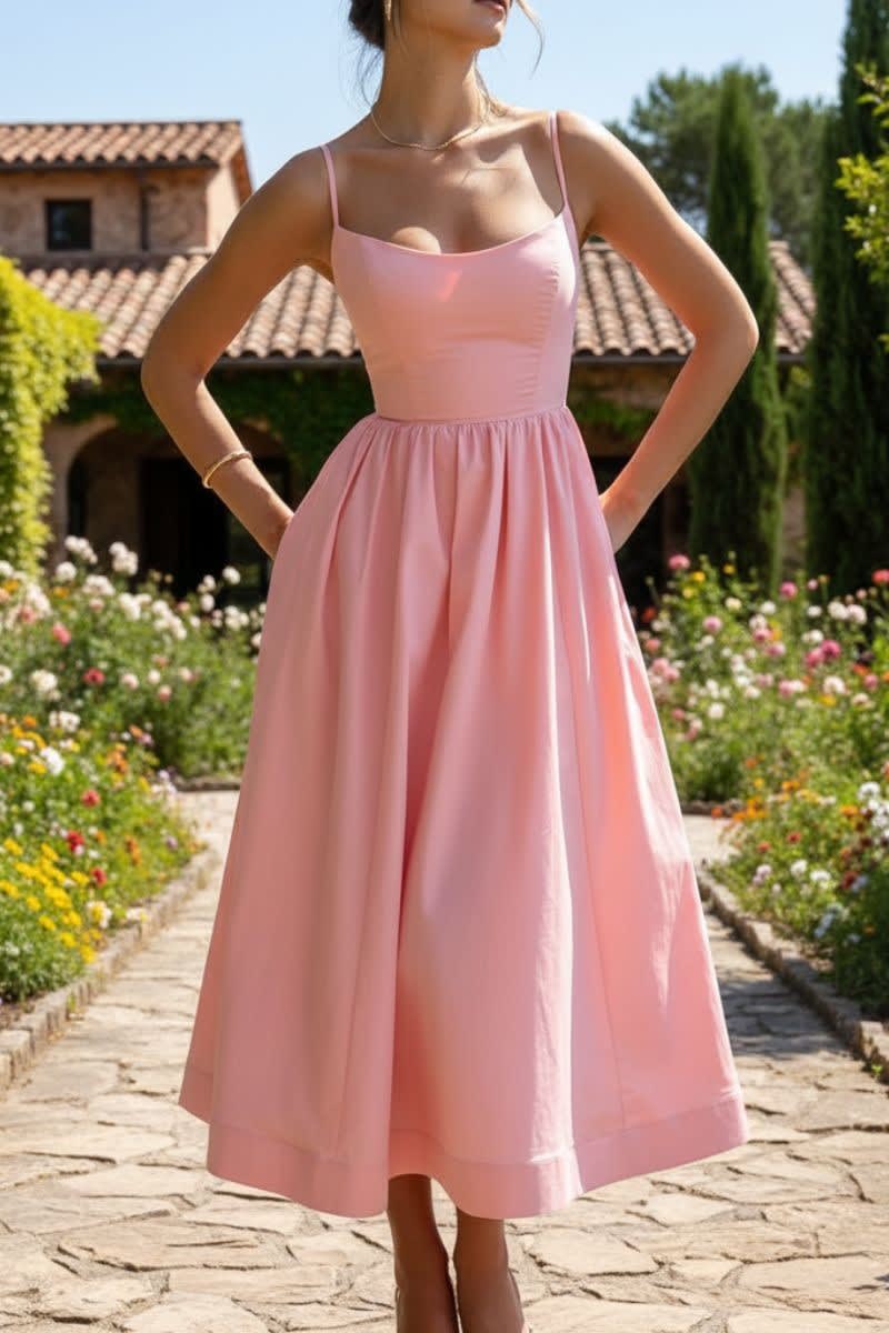Katie Sleeveless A-Line Midi Dress with Pockets_6