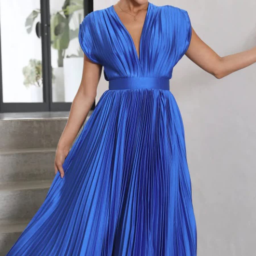 Piper Wedding Guest Pleated V-Neck Midi Dress_20