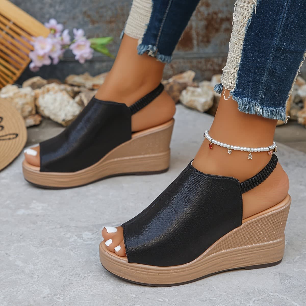 Darcy Elastic Slingback Wedge Orthopedic Sandals_3
