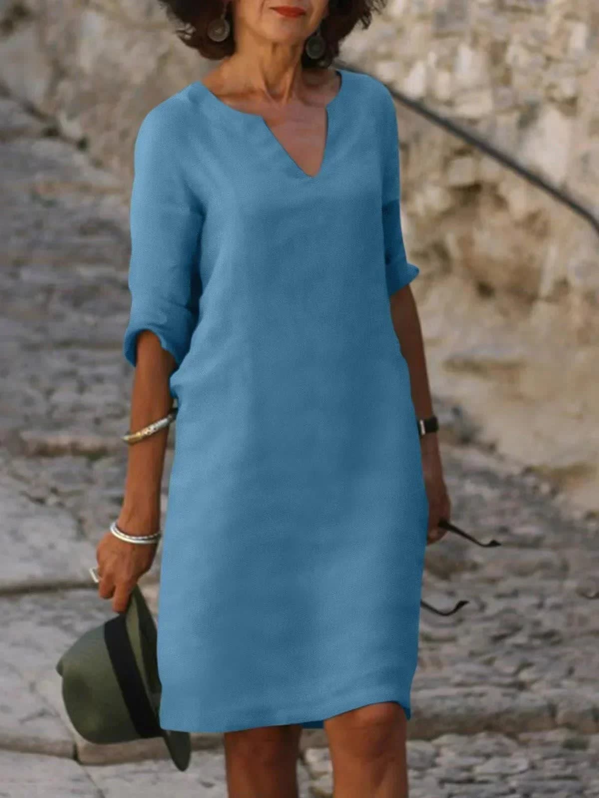 Maia Relaxed V-Neck Shift Dress_10