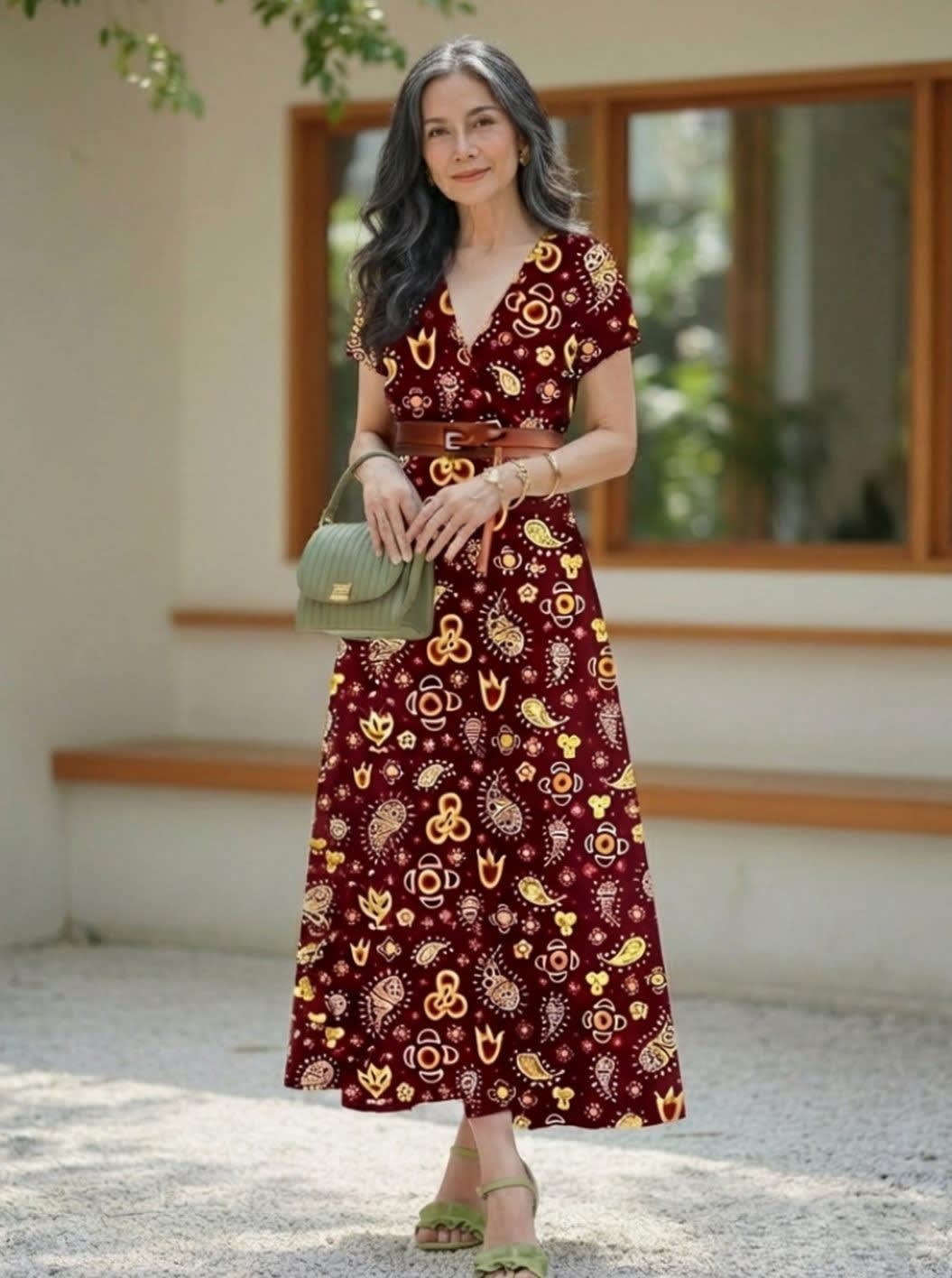 Vivian Floral V-Neck Short Sleeve Midi Dress_9