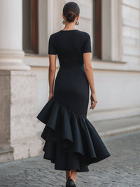 Millicent Ruffle Hem Cocktail Midi Dress