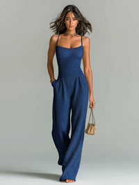 Lise Wide Leg Ribbed Jumpsuit