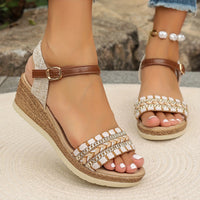 Madison Boho Woven Wedge Sandals Summer Cushioned