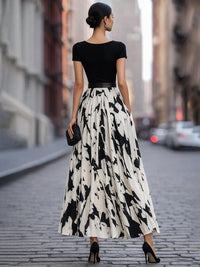 Eponine Pleated Abstract Print Maxi Dress