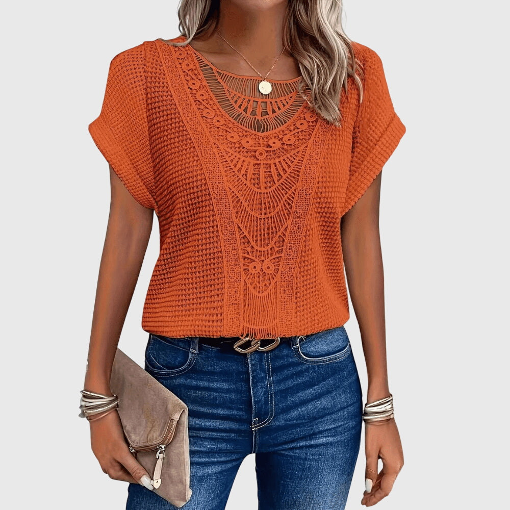 Francesca Reed Lace Trim Breathable Relaxed Blouse