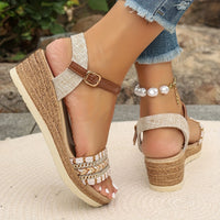 Madison Boho Woven Wedge Sandals Summer Cushioned