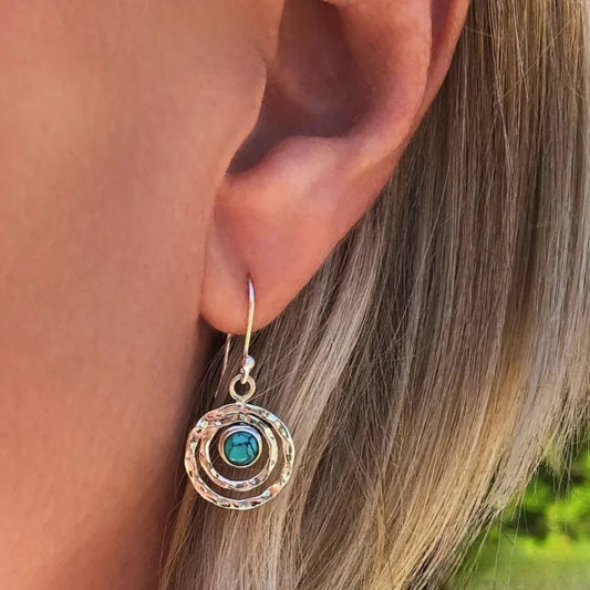 Grace Boho Saturn Turquoise Silver Gold Earrings