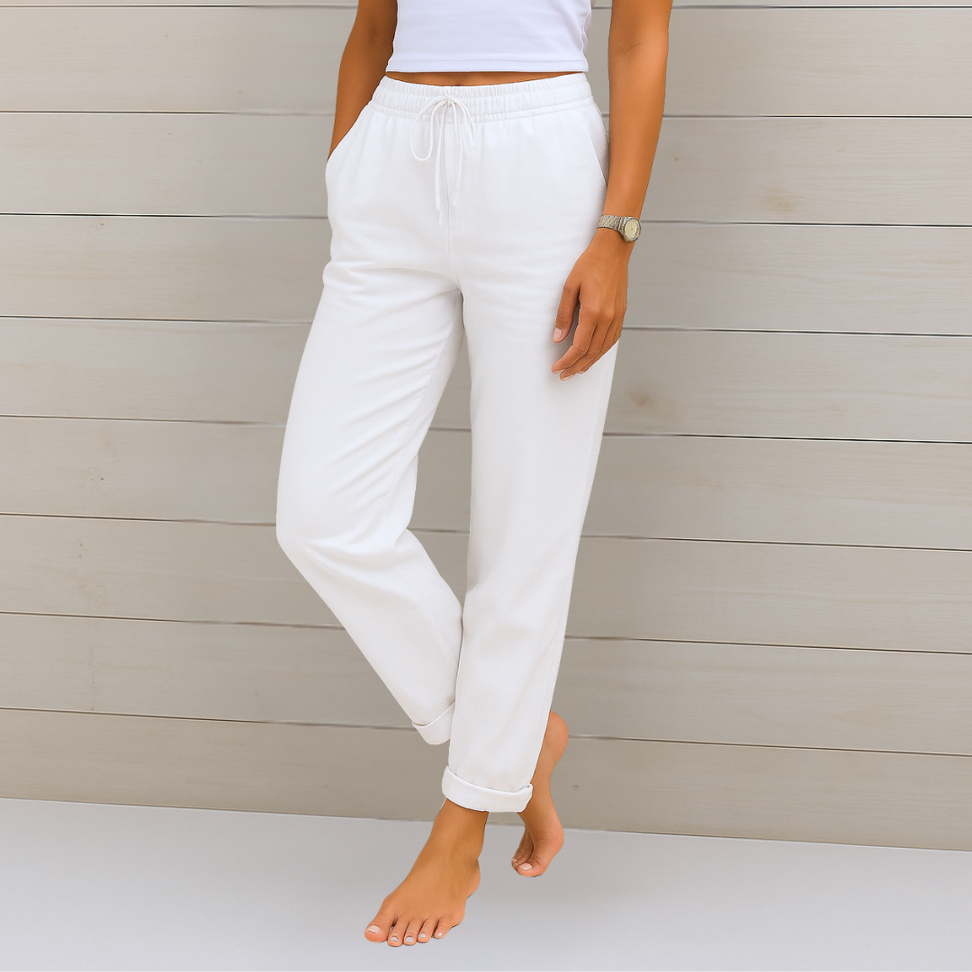 Sophia Reynolds Breathable Elastic Waist Wide-Leg Relaxed Pants