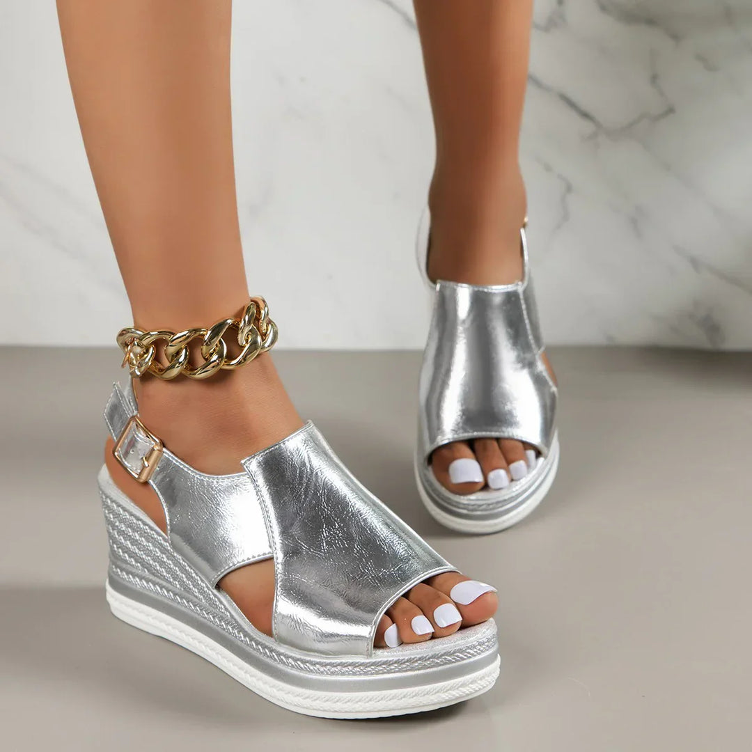 Claire Cushioned Arch Support Comfort Sandals Gold Silver