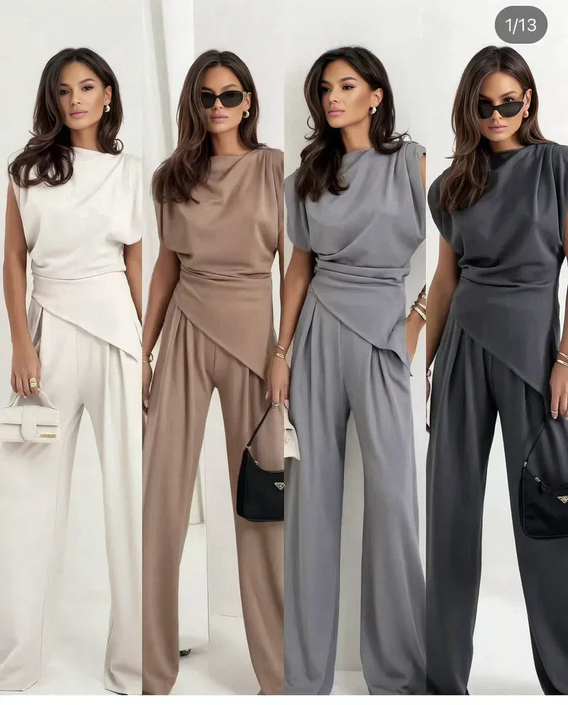 Brittany Douglas Asymmetrical Wide Leg Co-ord Two-Piece Set