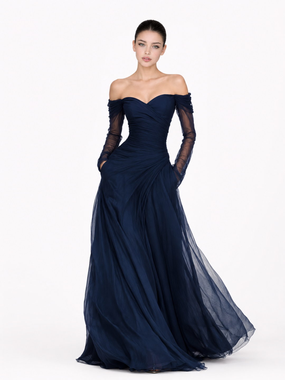 Bettina Off-Shoulder Chiffon Maxi Dress_1