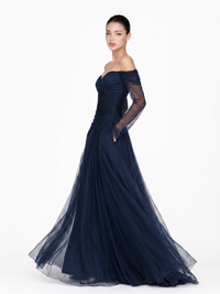 Bettina Off-Shoulder Chiffon Maxi Dress