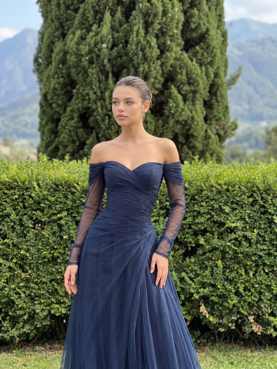 Bettina Off-Shoulder Chiffon Maxi Dress