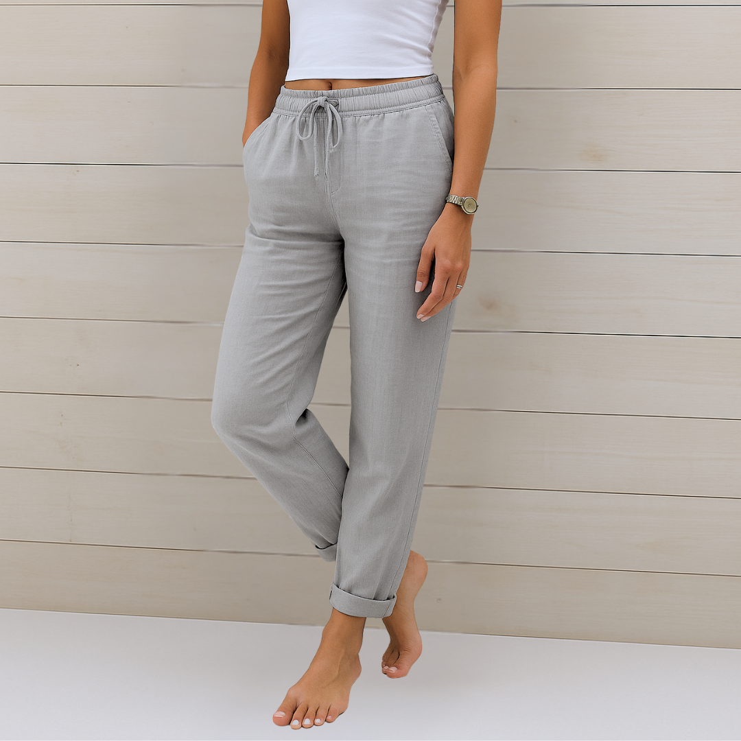 Sophia Reynolds Breathable Elastic Waist Wide-Leg Relaxed Pants