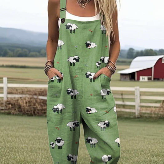 Leonora Dale Novelty Sheep Print Jumpsuit Relaxed Fit