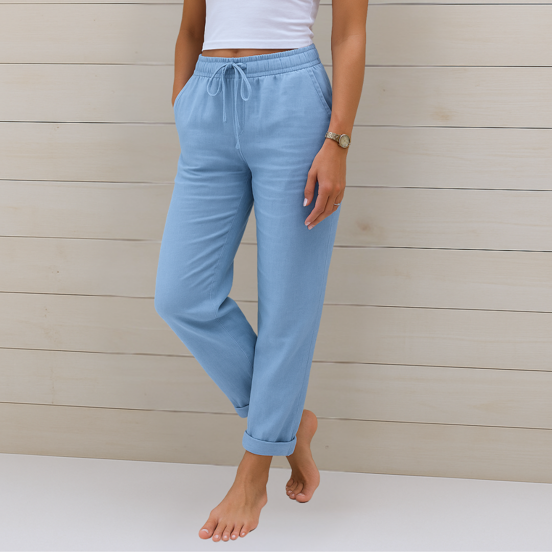 Sophia Reynolds Breathable Elastic Waist Wide-Leg Relaxed Pants