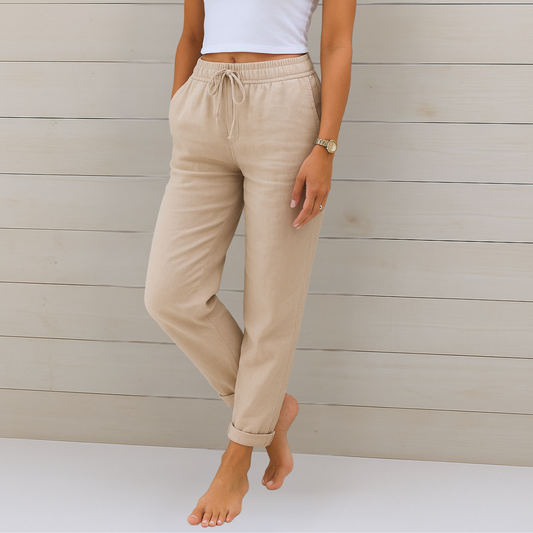 Sophia Reynolds Breathable Elastic Waist Wide-Leg Relaxed Pants