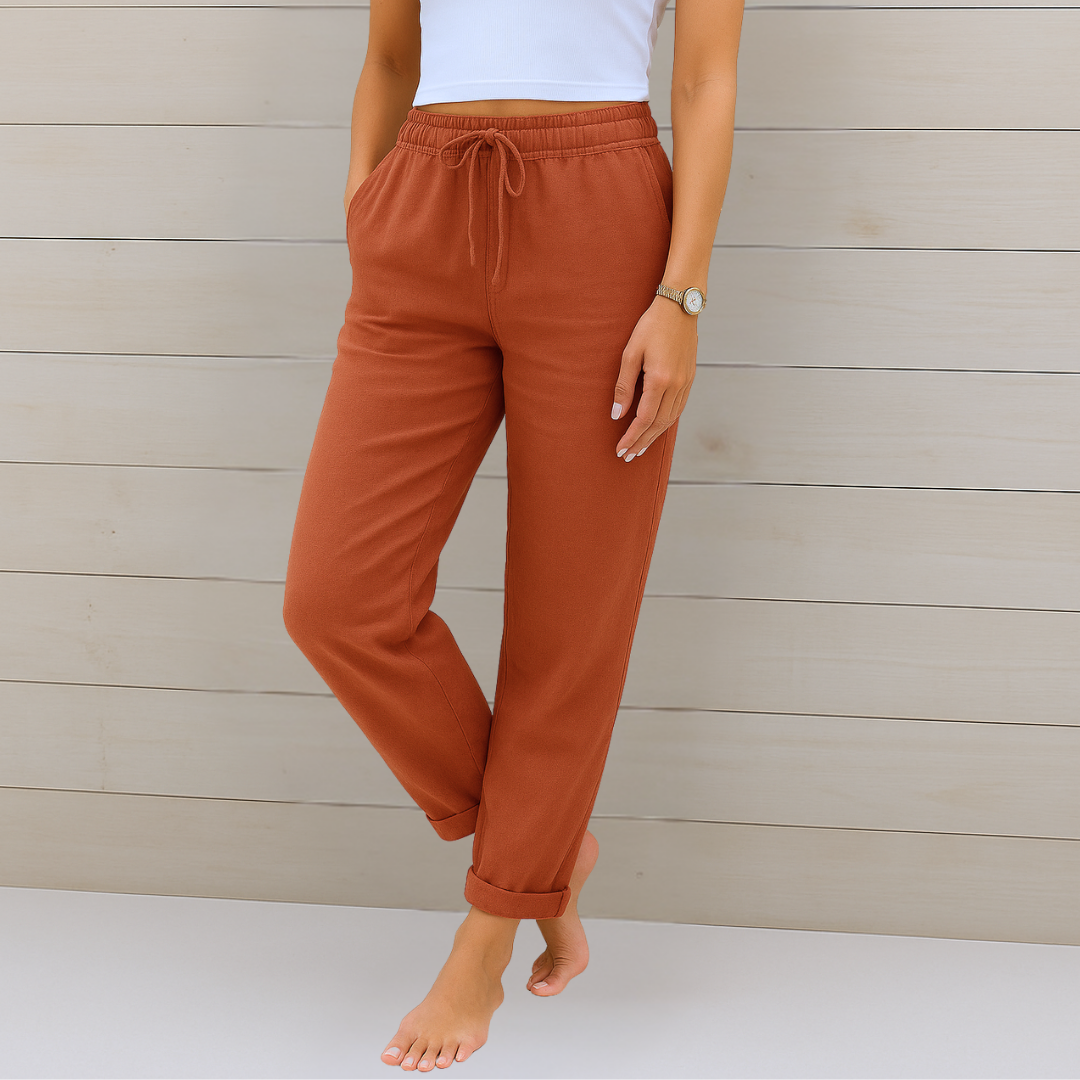 Sophia Reynolds Breathable Elastic Waist Wide-Leg Relaxed Pants