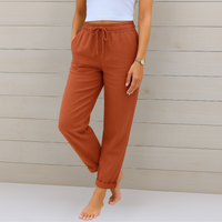 Sophia Reynolds Breathable Elastic Waist Wide-Leg Relaxed Pants