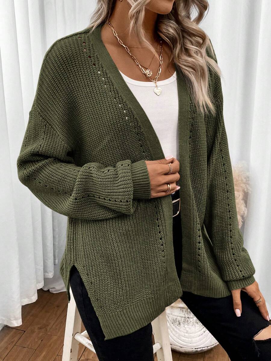 Melisande Oversized Pointelle Knit Cardigan