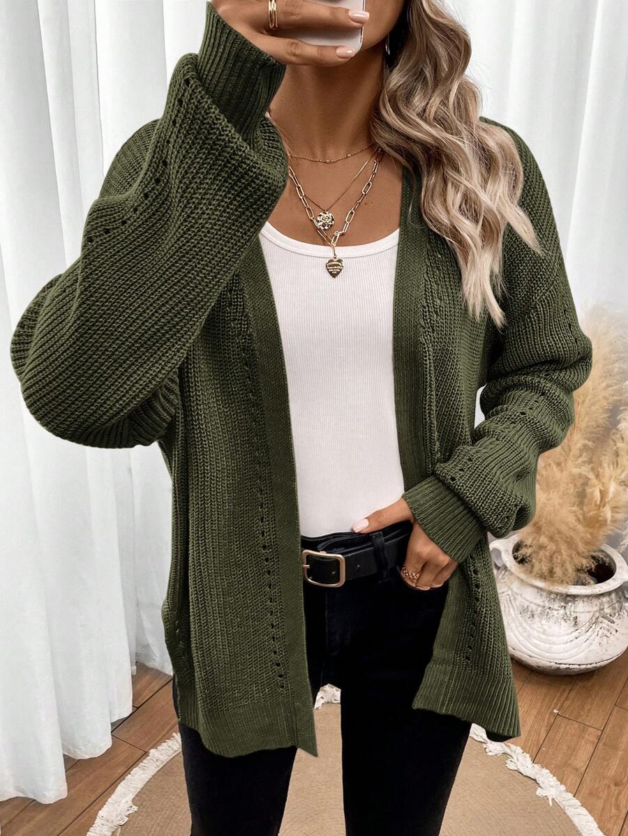 Melisande Oversized Pointelle Knit Cardigan
