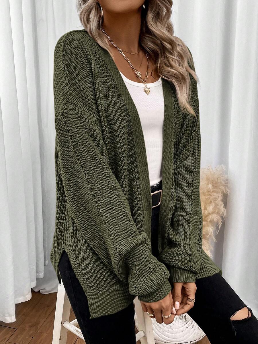 Melisande Oversized Pointelle Knit Cardigan