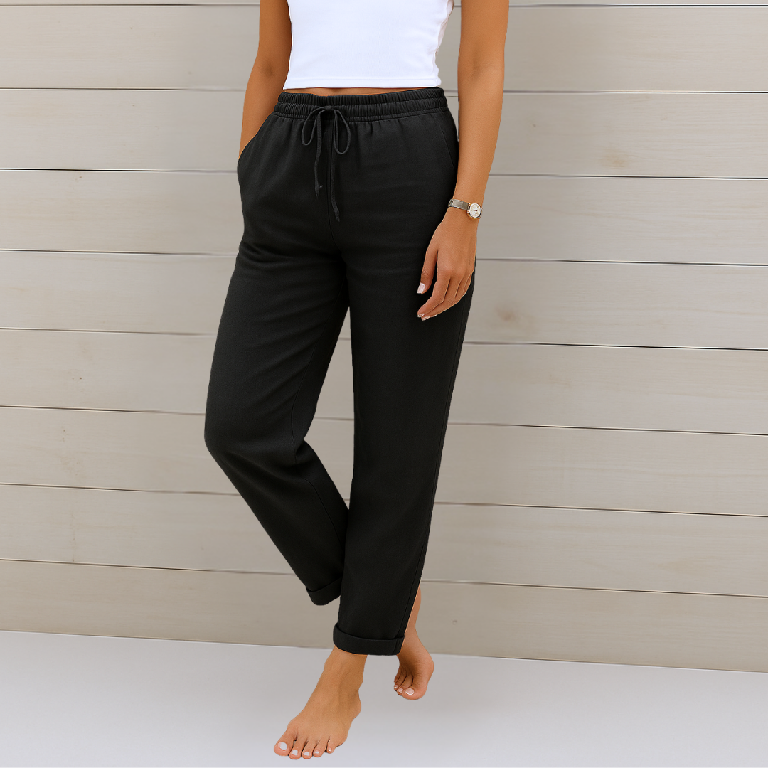 Sophia Reynolds Breathable Elastic Waist Wide-Leg Relaxed Pants
