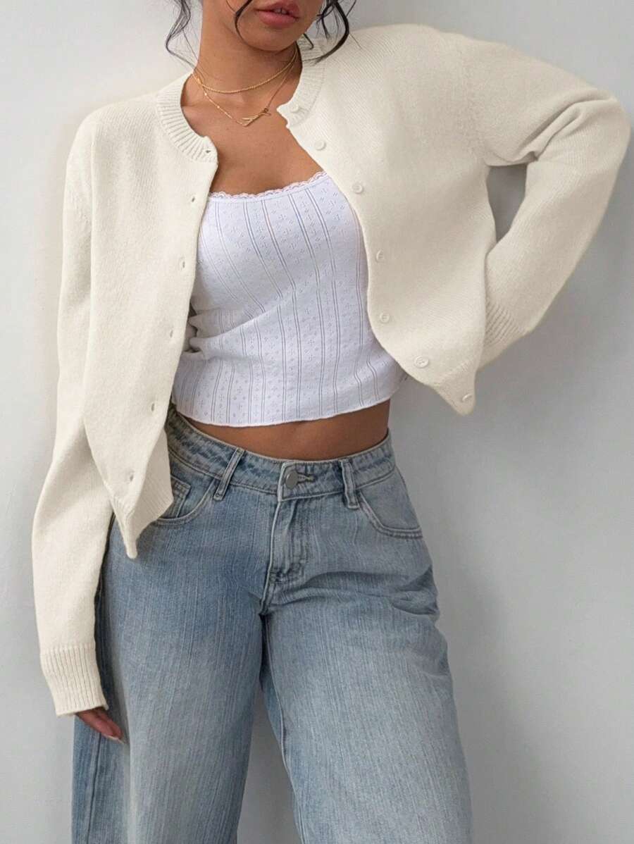 Gwenllian Cropped Knit Cardigan