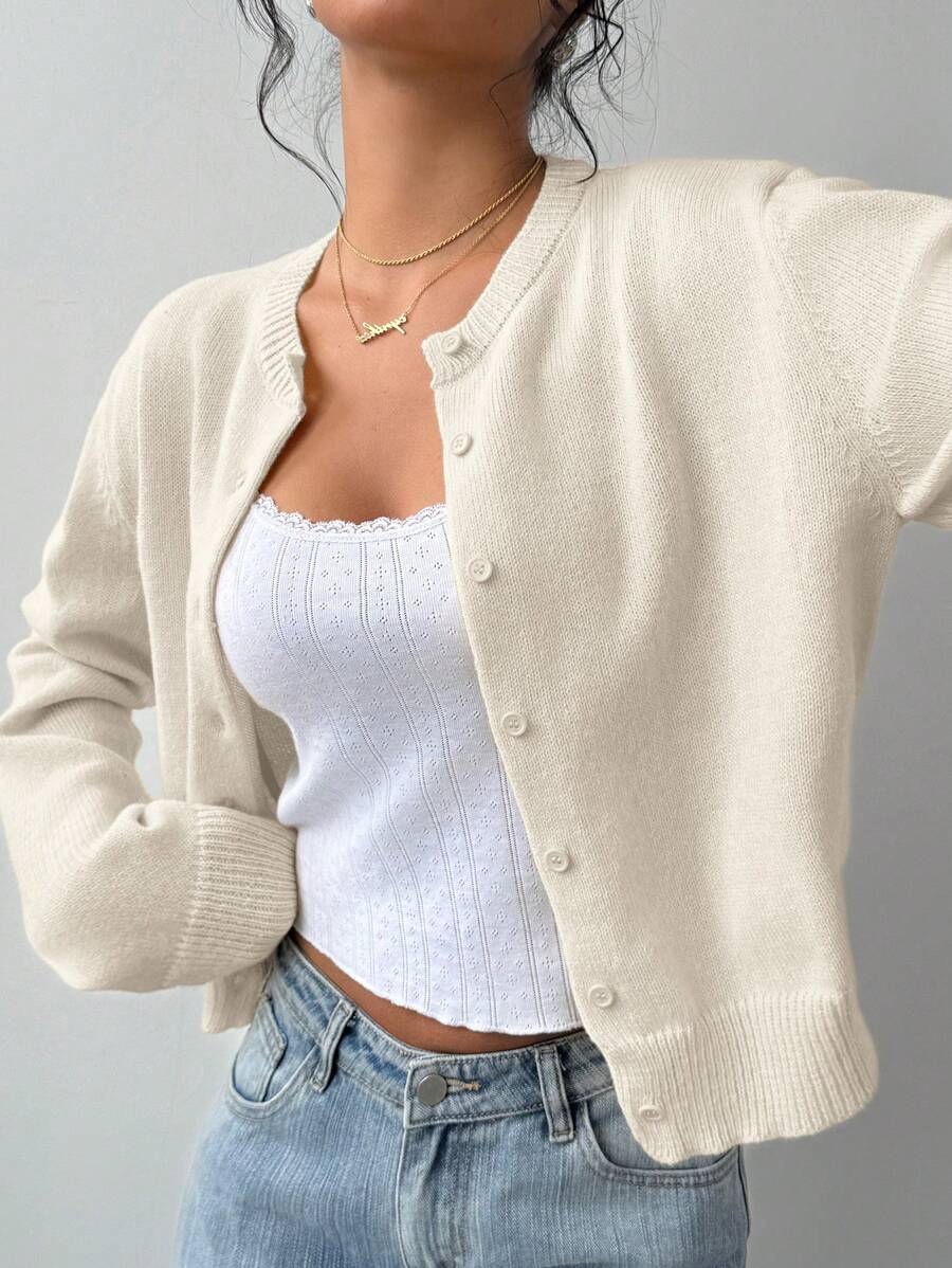 Gwenllian Cropped Knit Cardigan