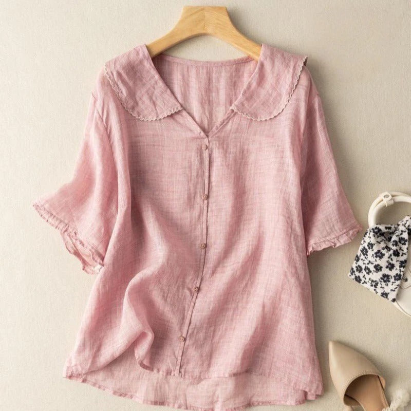 Elizabeth Bradley Lightweight Vintage Button Blouse Relaxed Fit