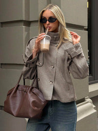 Pandora Houndstooth Funnel Neck Jacket