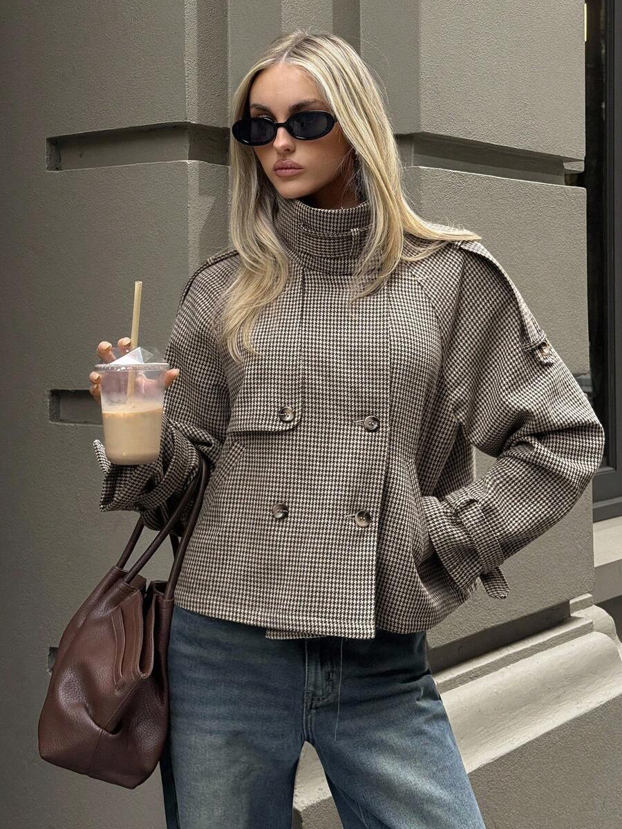 Pandora Houndstooth Funnel Neck Jacket_4