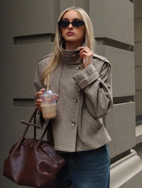Pandora Houndstooth Funnel Neck Jacket