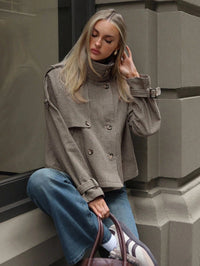 Pandora Houndstooth Funnel Neck Jacket