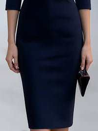 Olive High Neck Button Pencil Dress