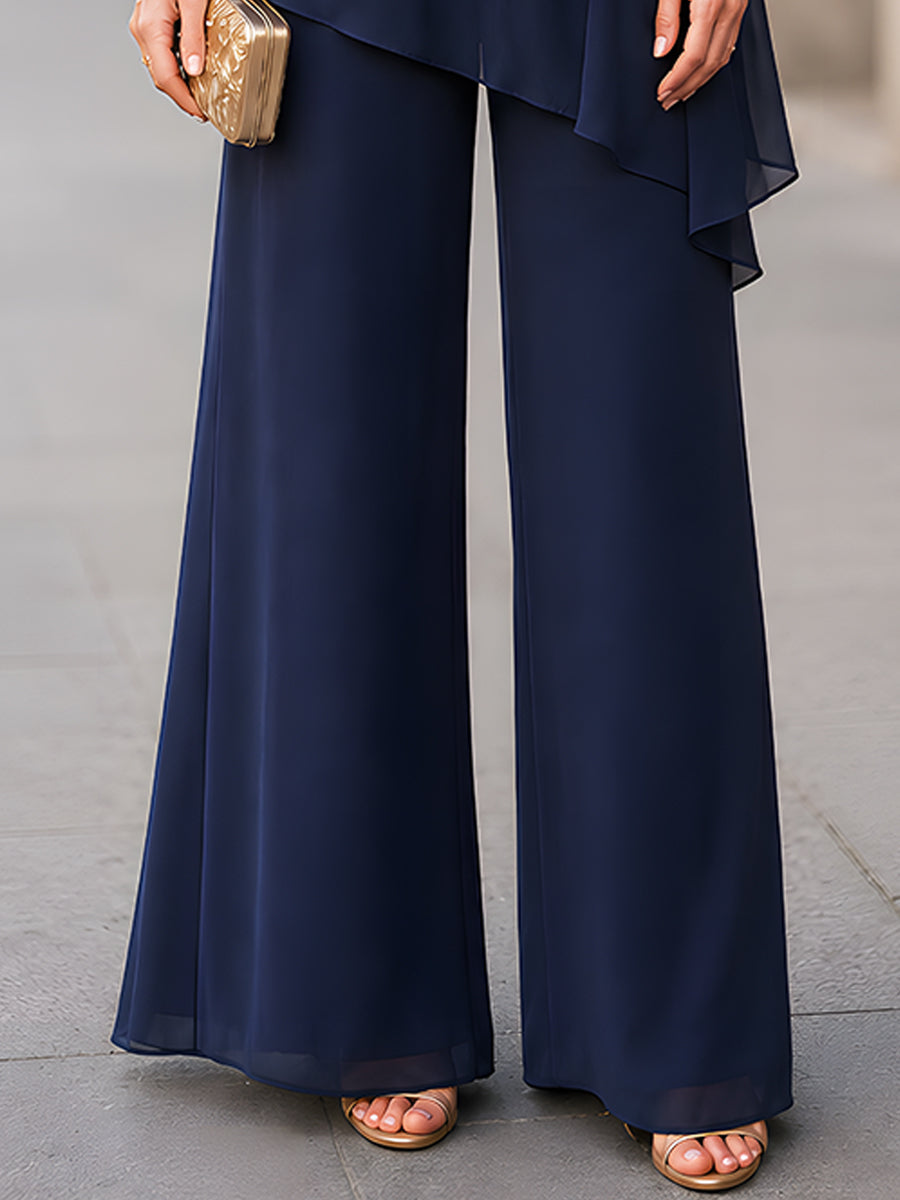 Amalie Layered Chiffon Tunic and Wide Leg Pants Set