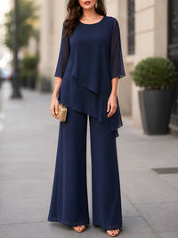 Amalie Layered Chiffon Tunic and Wide Leg Pants Set