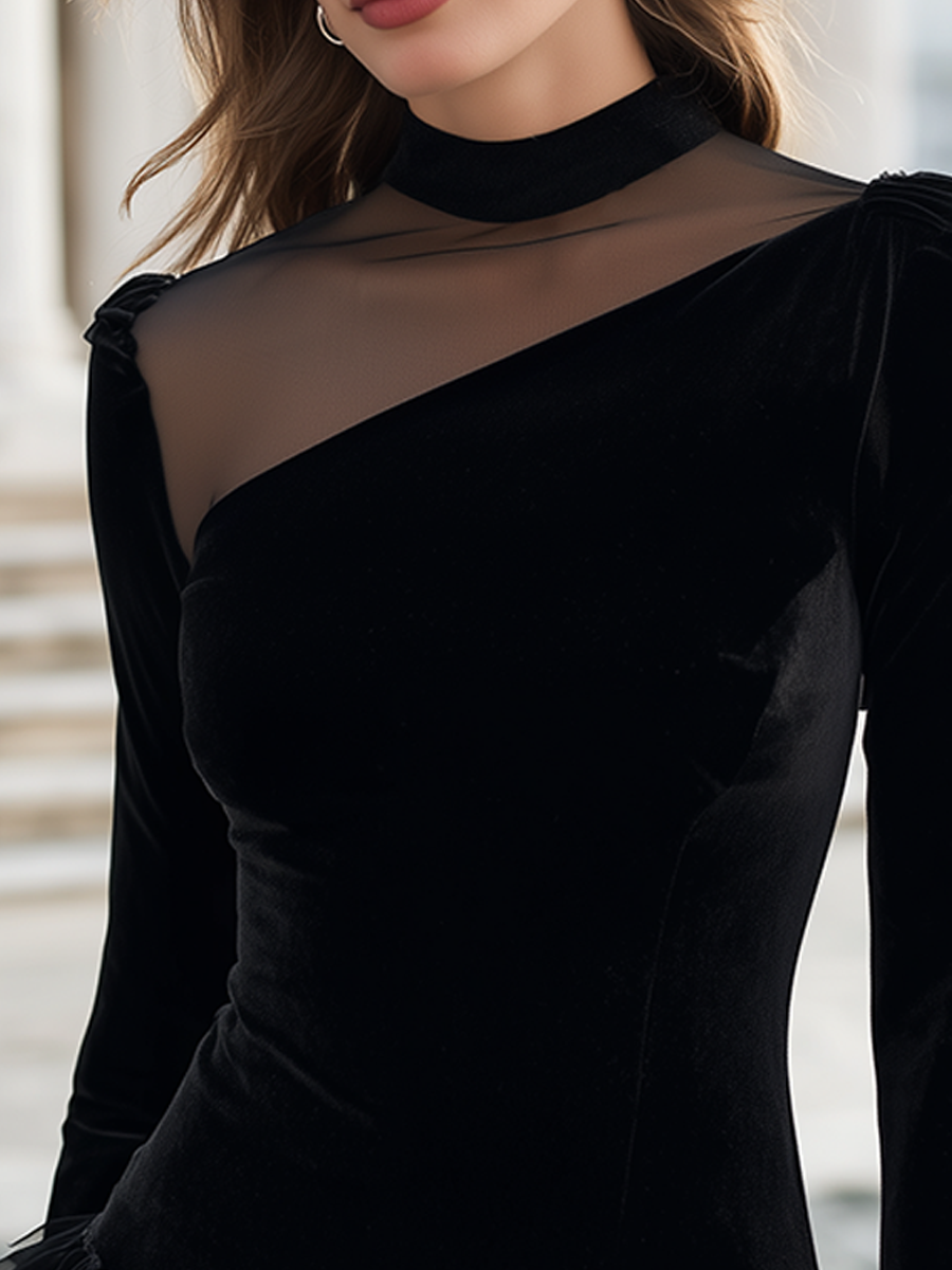 Palmira Sheer Yoke Ruffle Hem Blouse_3